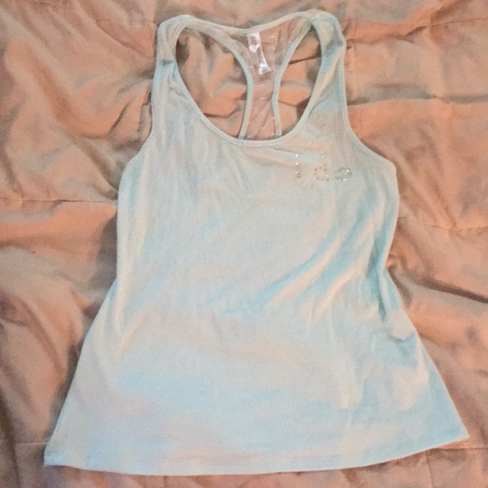 Baby blue bridal tank, rhinestoned ‘I do’, xs